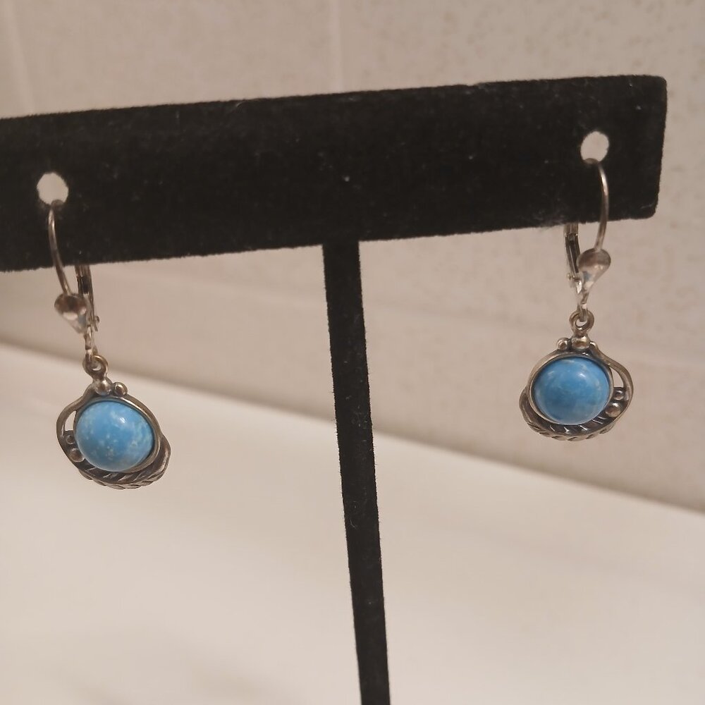 Sterling Gemstone Leaf Lever-Back Earrings - Picture 11 of 11